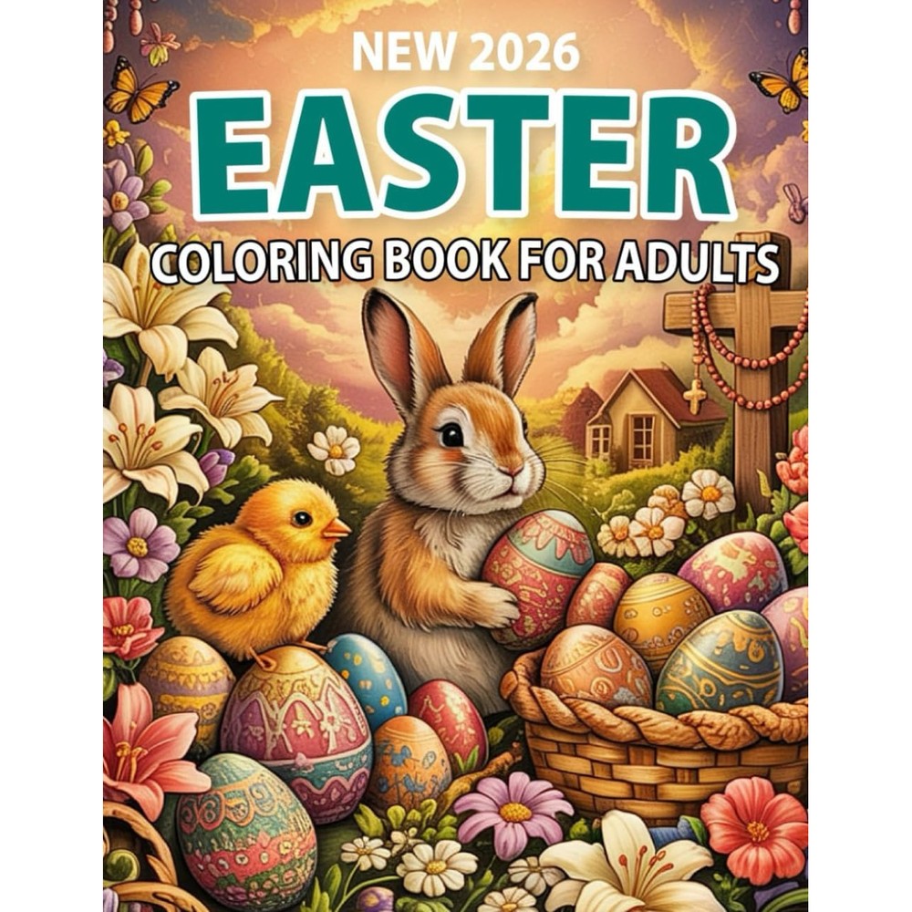J.K Joti Publisher New 2026 Easter Coloring Book For Adults Forty Large Print Simple Single Sided Spring Theme Coloring Pages For Relaxation