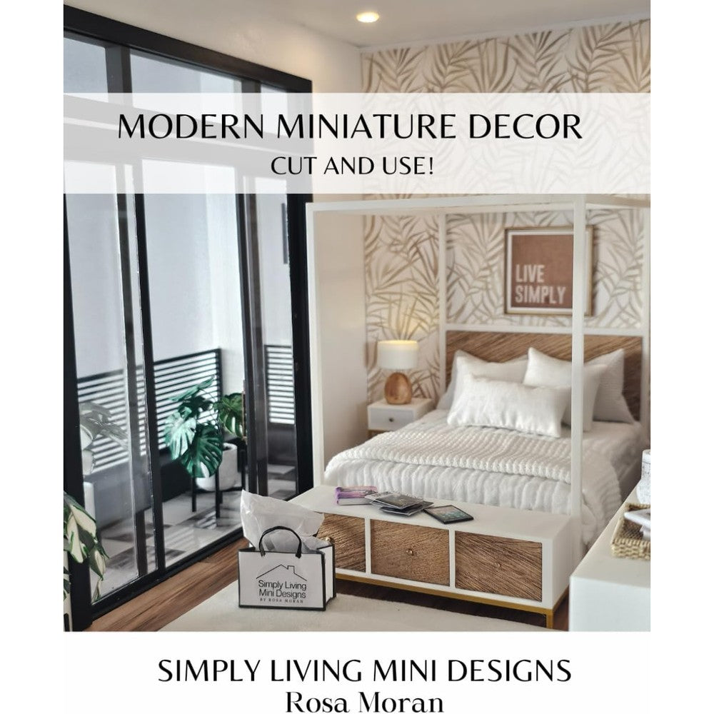Modern Miniature Decor Cut And Use Simply Living Designs By Rosa Moran Paperback Book For One To Twelve Scale Dollhouse Miniatures DIY