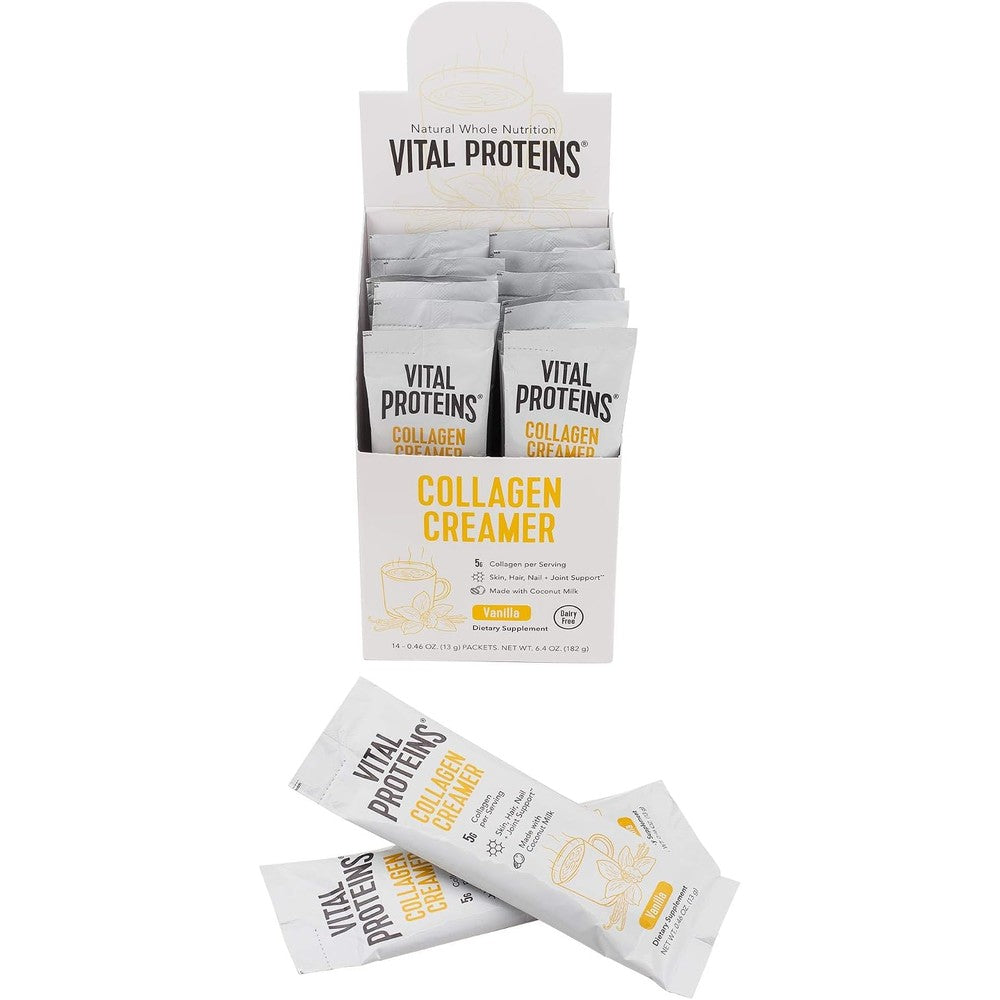 Vital Proteins Collagen Creamer Vanilla Packets No Added Sugar Paleo Friendly Gluten Free 0.46 Ounce Pack Of 14