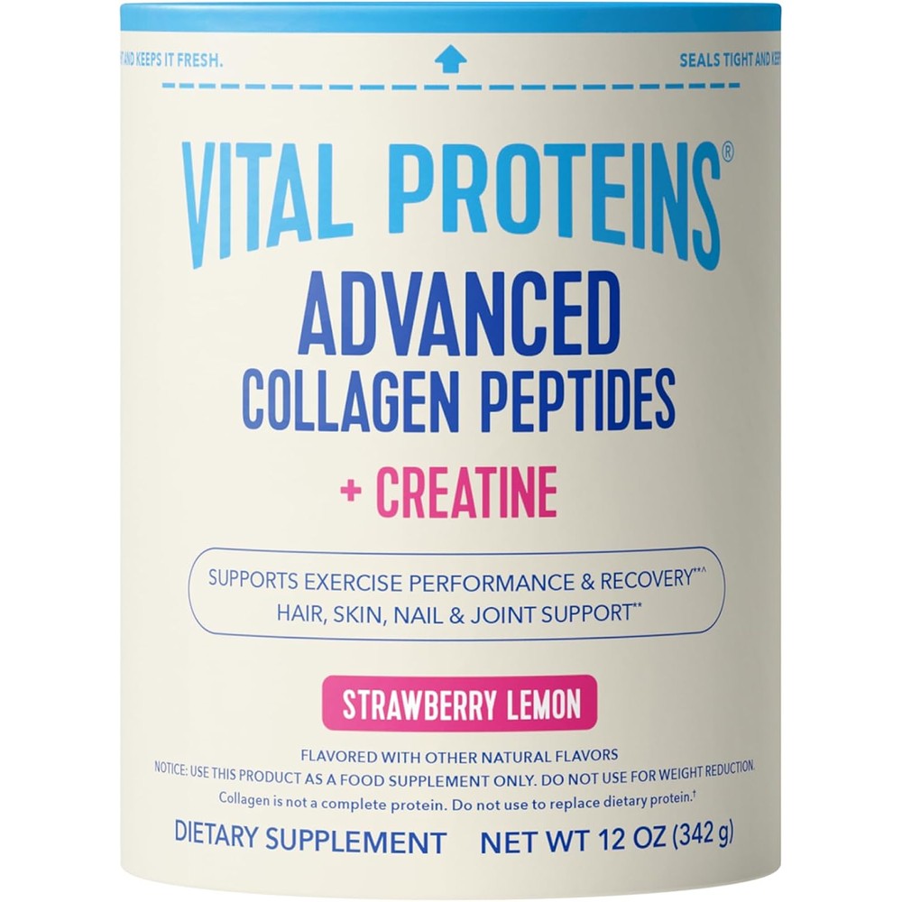 Vital Proteins Advanced Collagen Peptides Plus Creatine Powder Strawberry Lemon 12 Ounce