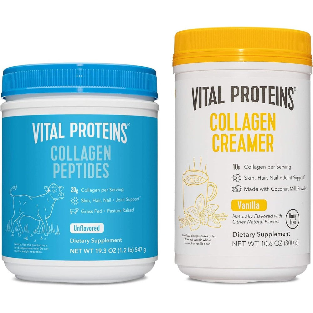 Vital Proteins Collagen Peptides Powder Unflavored 19.3 Ounce And Vanilla Collagen Creamer Dietary Supplement