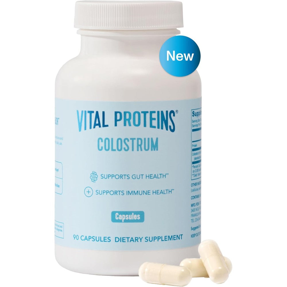 Vital Proteins Bovine Colostrum Supplement 90 Vegetarian Capsules 1350mg 40 Percent Bioactive IgG