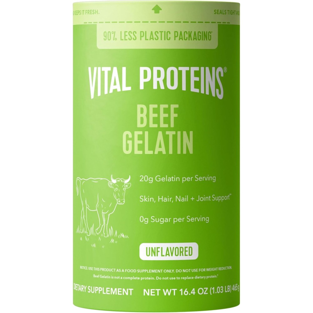 Vital Proteins Beef Gelatin Powder Grass Fed Unflavored 16.4 Ounce 23 Servings Sourced From Pasture Raised Bovine Hides