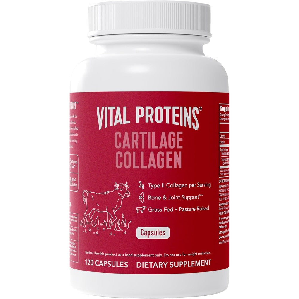 Vital Proteins Cartilage Collagen Type II Grass Fed Bovine 120 Capsules