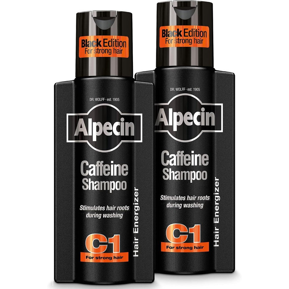 Alpecin C1 Caffeine Shampoo Black Edition, 2 x 250 Milliliters For Natural Hair Growth