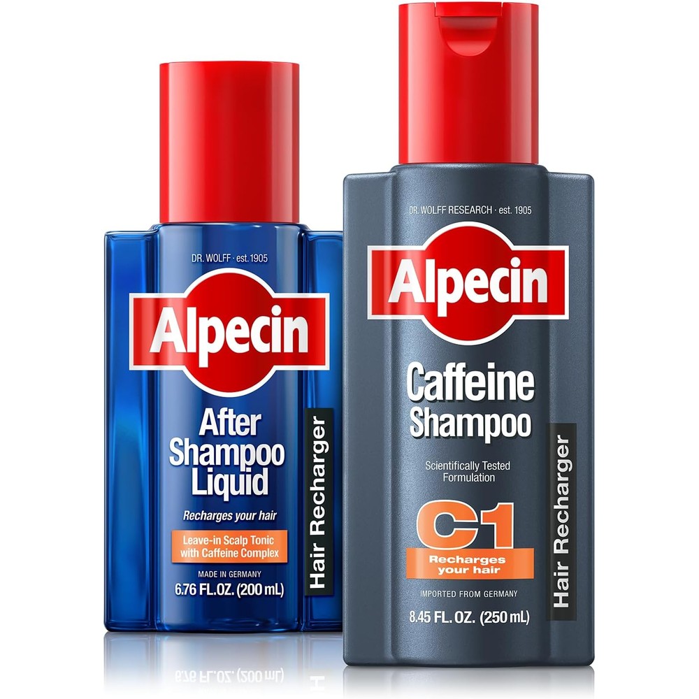 Alpecin C1 Caffeine Hair Care Set Shampoo And Liquid 8.45 Fluid Ounces Plus After Shampoo Liquid 6.76 Fluid Ounces