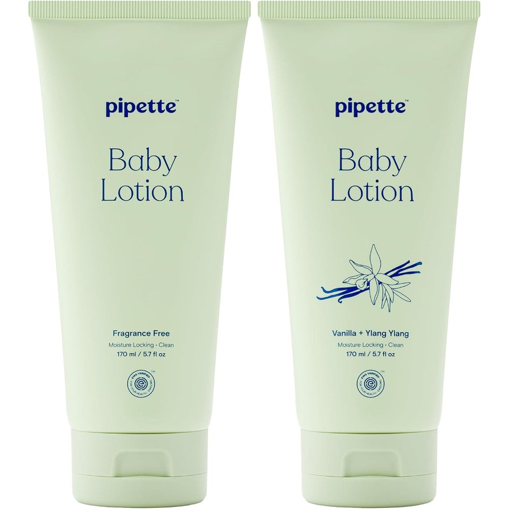 Pipette Baby Lotion Discovery Duo Pack Of 2 Fragrance Free And Vanilla Ylang Ylang 5.7 Fluid Ounce Each