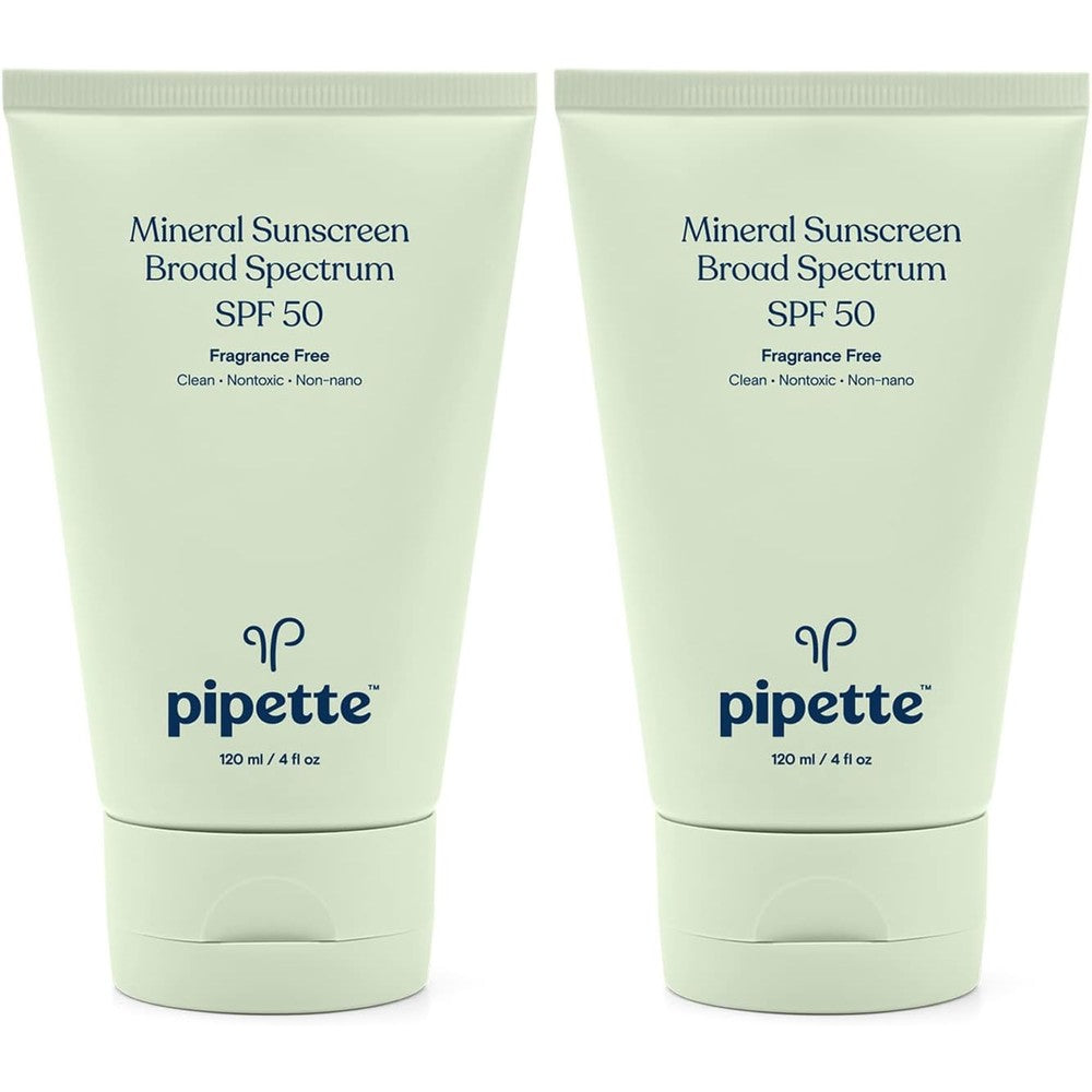 Pipette Mineral Sunscreen SPF 50 Broad Spectrum Baby Sunblock With Non-Nano Zinc Oxide 4 Fluid Ounce