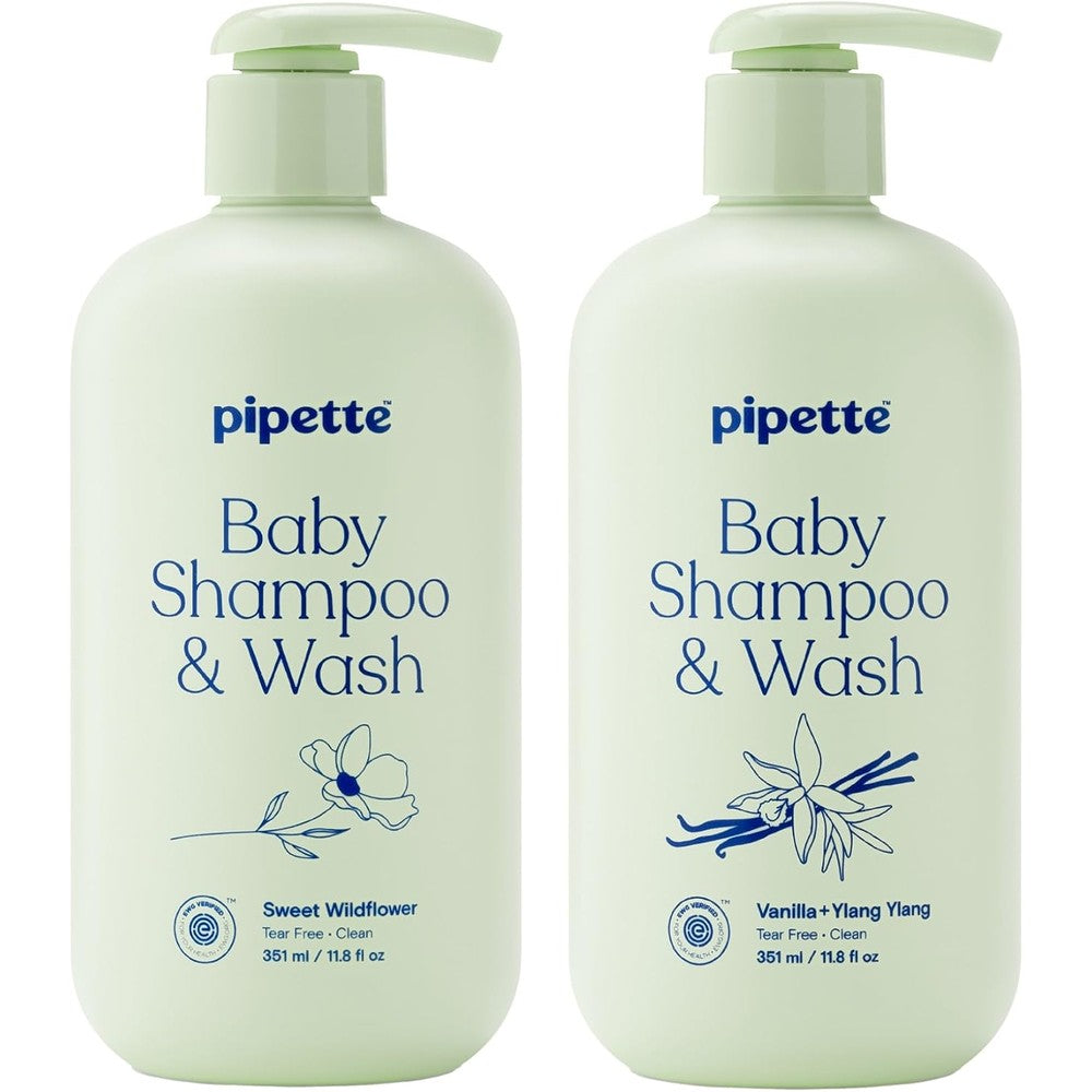 Pipette Baby Scented Shampoo And Wash Discovery Duo Pack Of 2 Sweet Wildflower And Vanilla Ylang Ylang 351 Milliliters Each