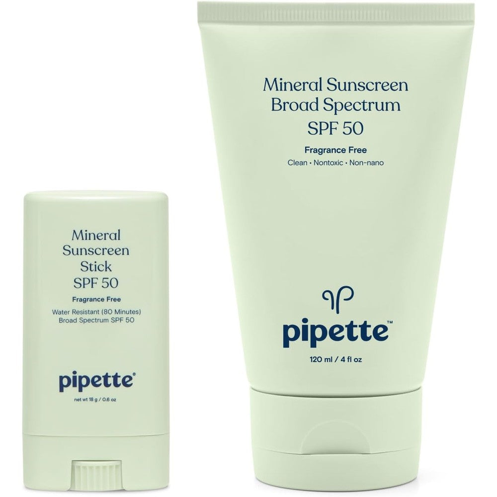 Pipette 100 Percent Mineral Sunscreen Lotion And Stick Duo Broad Spectrum SPF 50