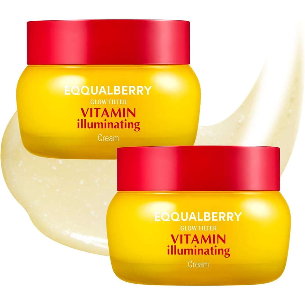Eqqualberry Vitamin Illuminating Cream Double Pack Vitamin C And 5 Percent Niacinamide Plus 3 Percent TXA Dark Spot Ceramide Barrier Face Moisturiz...