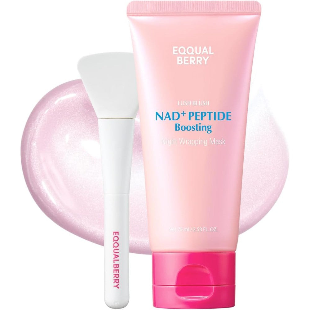 Eqqualberry Nad+ Peptide Boosting Night Wrapping Mask Easy Peel Off Overnight Facial Treatment For Face And Neck Lifting Firming And Glowing Glass ...