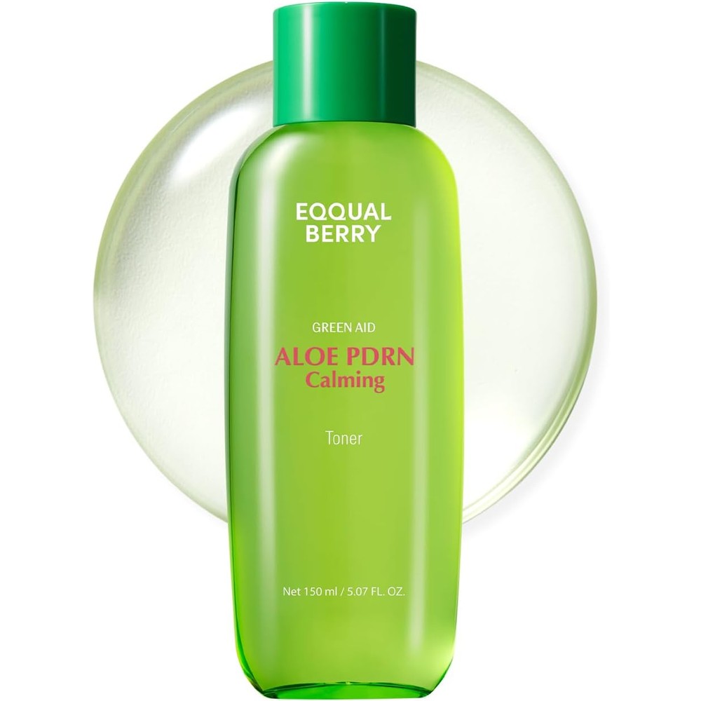 Eqqualberry Aloe Pdrn Calming Toner For Sensitive Skin Instant Cooling Relief And Skin Barrier Repair K-Beauty 5.07 Fluid Ounces 150 Milliliters