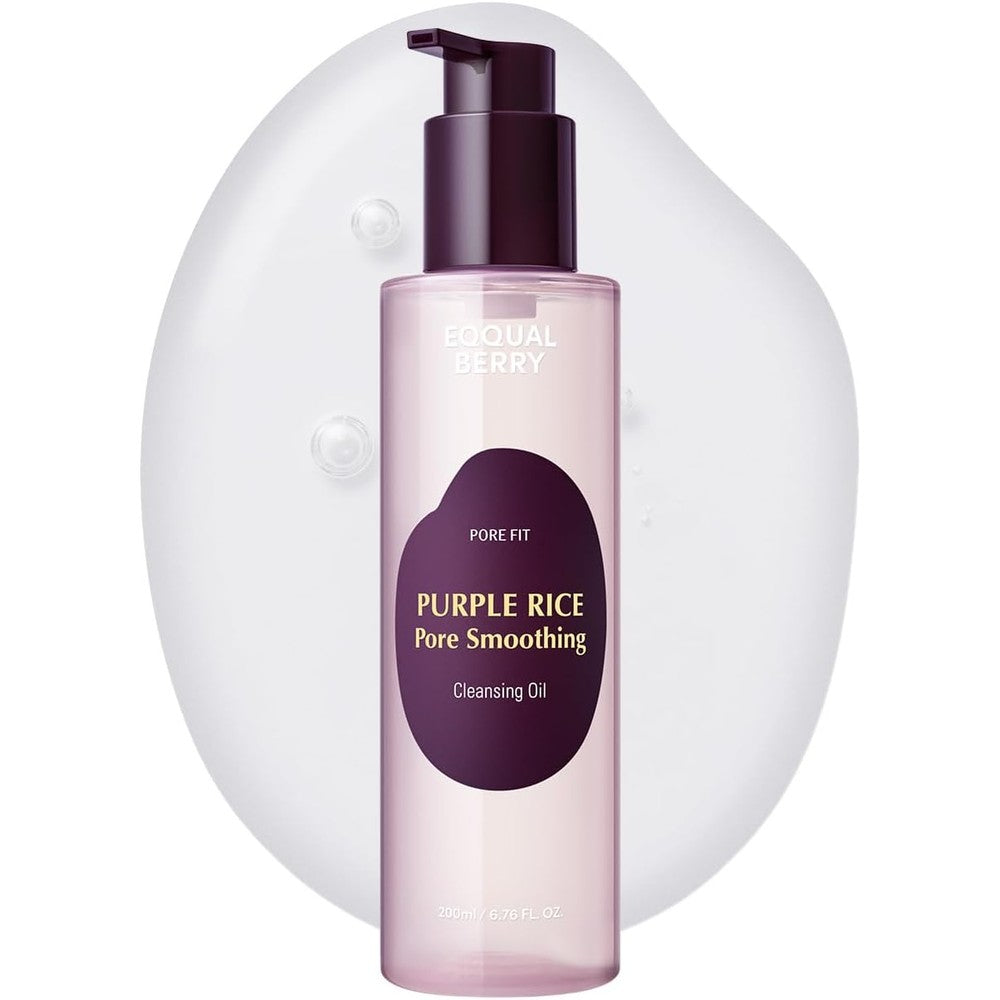 Eqqualberry Purple Rice Pore Smoothing Cleansing Oil Deep Cleansing For Pores And Blackheads Korean Makeup Remover Hydrating Formula 6.76 Fluid Ounce