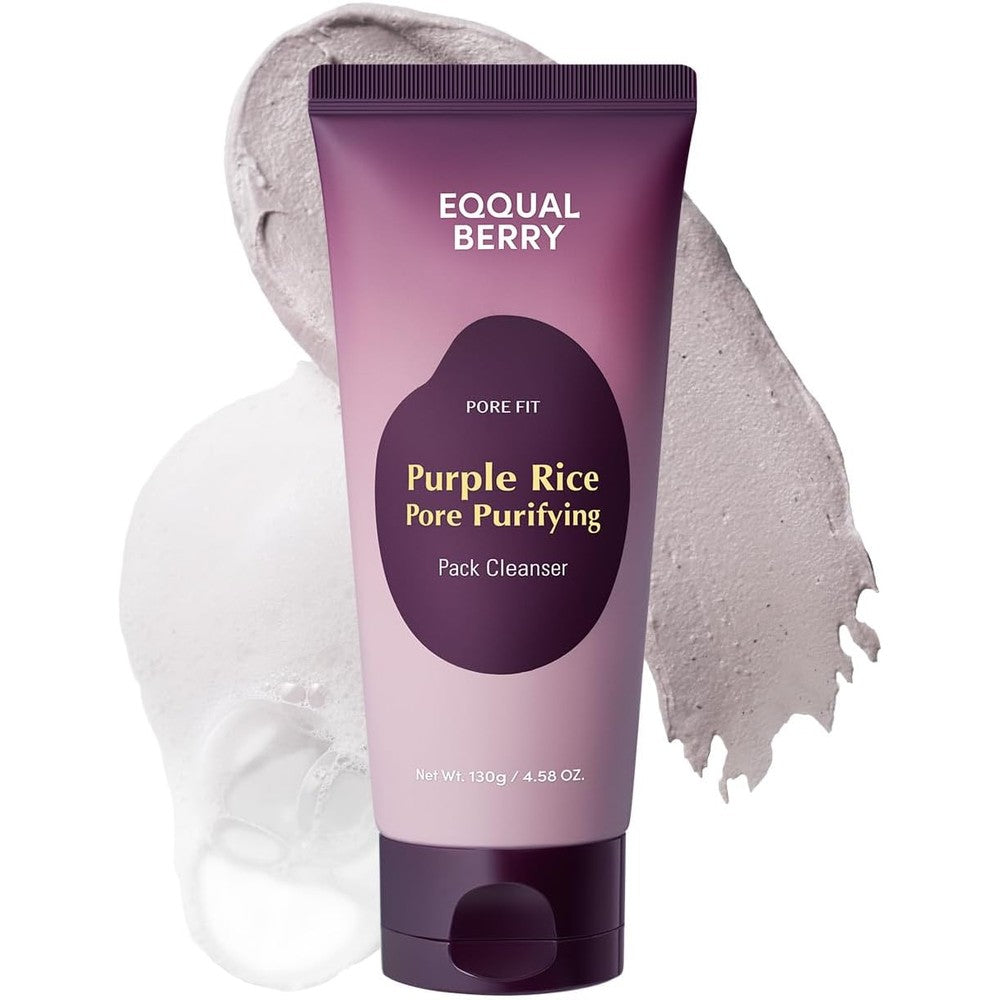 Eqqualberry Purple Rice Pore Purifying Pack Cleanser Dual-Use Clay Mask And Foam Cleanser 4.58 Ounces