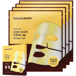 Eqqualberry Collagen Glow Up Hydrogel Face Mask With Niacinamide And Low Molecular Collagen For Glass Skin 4 Sheets 1.01 Ounce