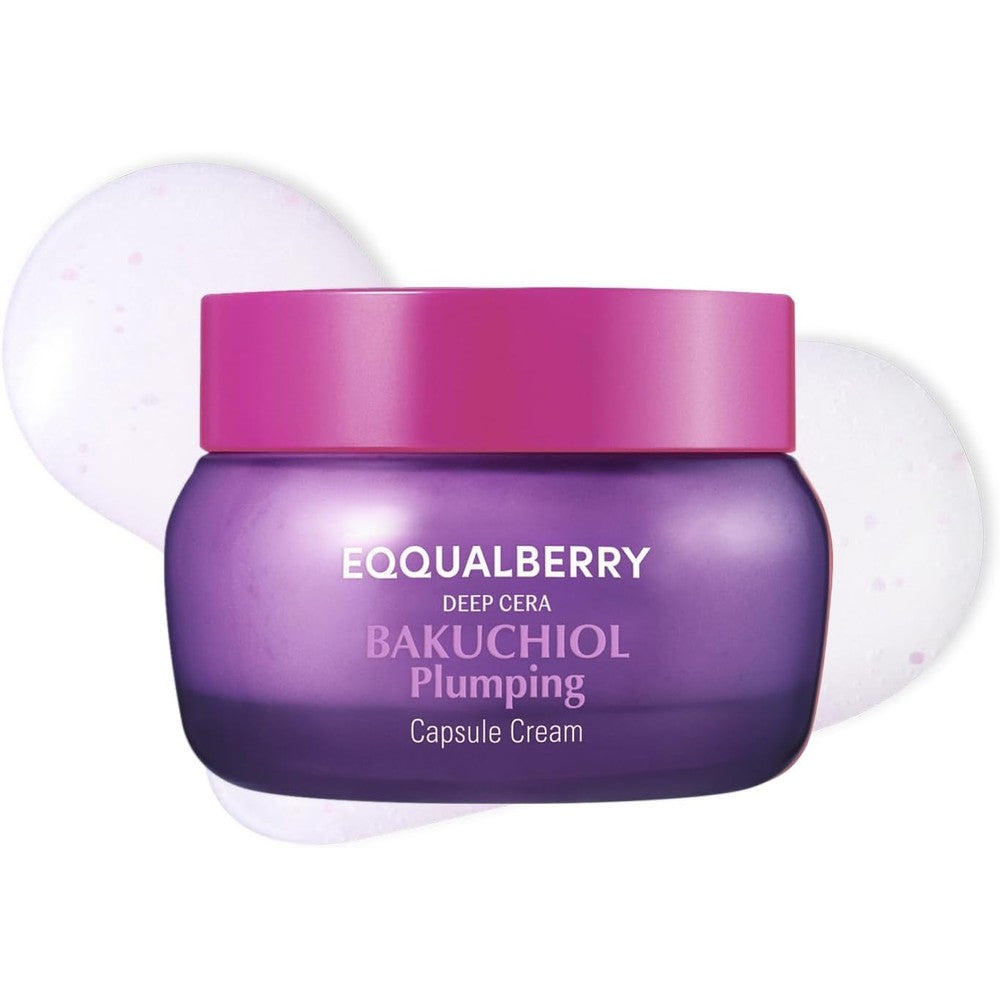 EQQUALBERRY Bakuchiol Plumping Capsule Cream Retinol Alternative Moisturizer With 5 Types Of Collagen And Ceramide Complex 50 Milliliters