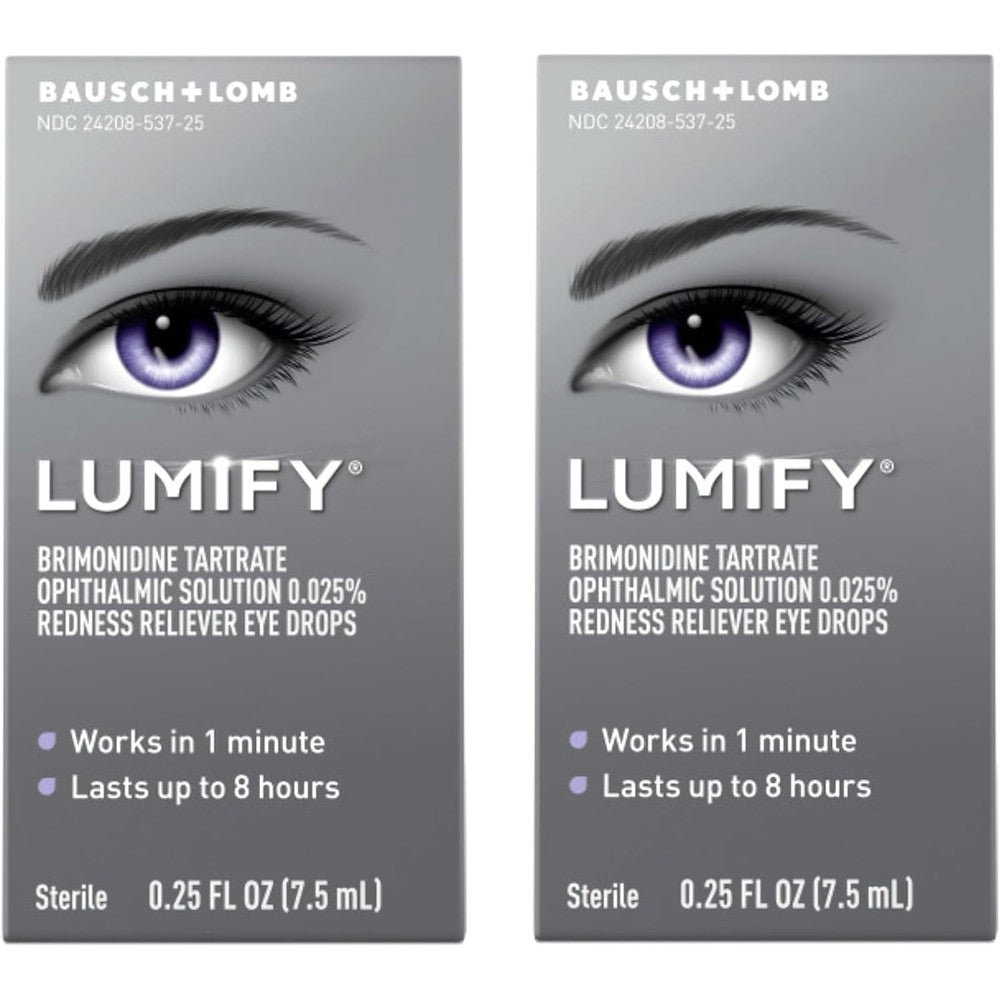 Lumify Redness Reliever Eye Drops Brimonidine Tartrate Solution Twin Pack 7.5 Milliliters Each