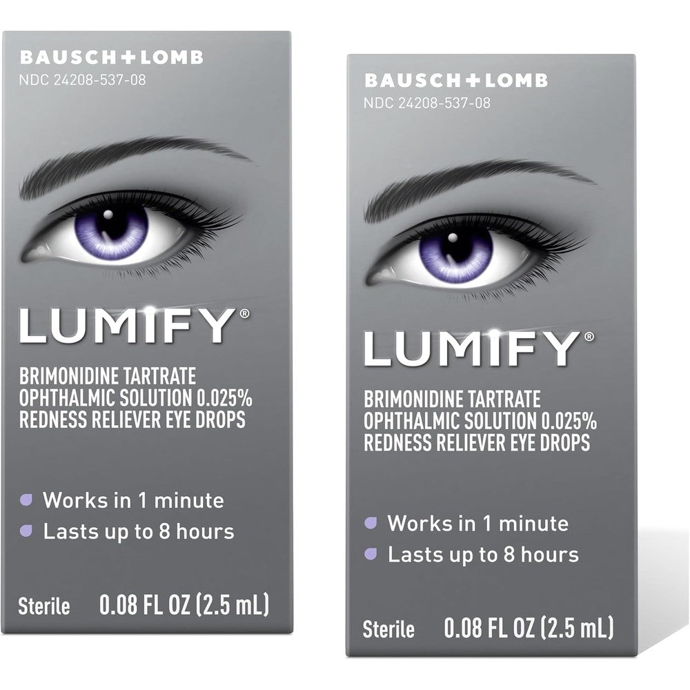 LUMIFY Redness Reliever Eye Drops For Whiter And Brighter Looking Eyes 0.08 Fluid Ounce Pack Of 2