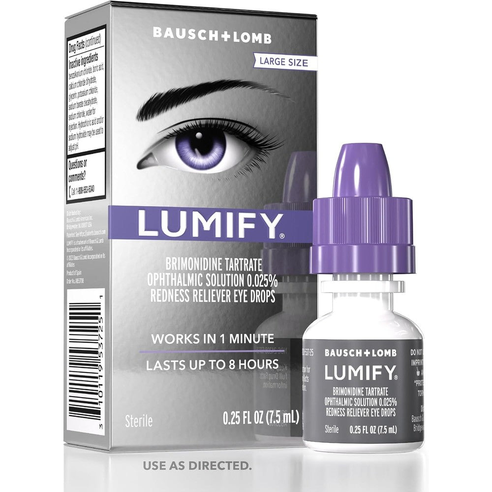LUMIFY Redness Reliever Eye Drops For Brighter Looking Eyes Works In 1 Minute Lasts Up To 8 Hours 0.25 Fluid Ounce 7.5 Milliliters