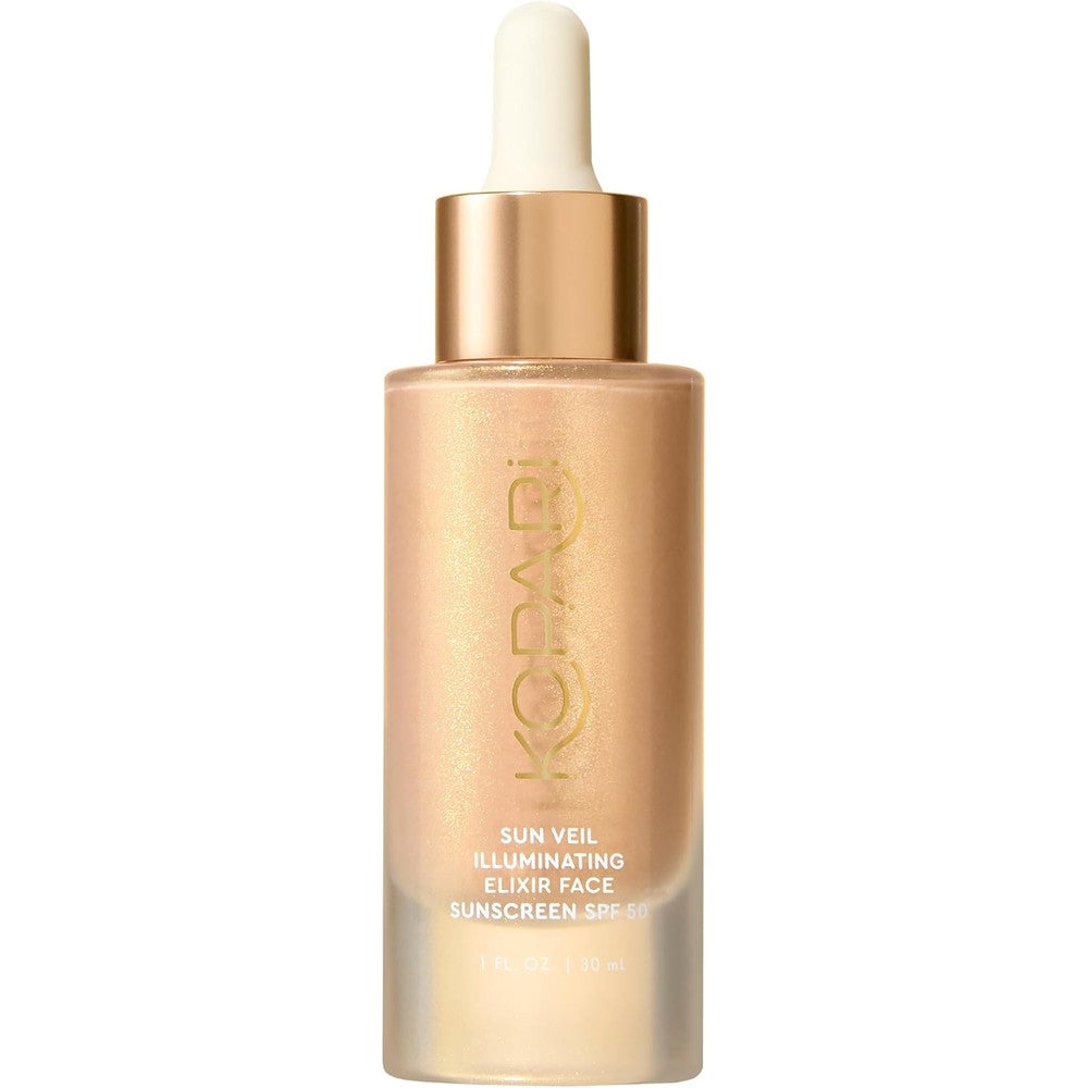 Kopari Sun Veil Illuminating Elixir Face Sunscreen SPF 38 With Shea Butter And Mica Buildable Mineral SPF Radiant Golden Glow Finish 1 Fluid Ounce