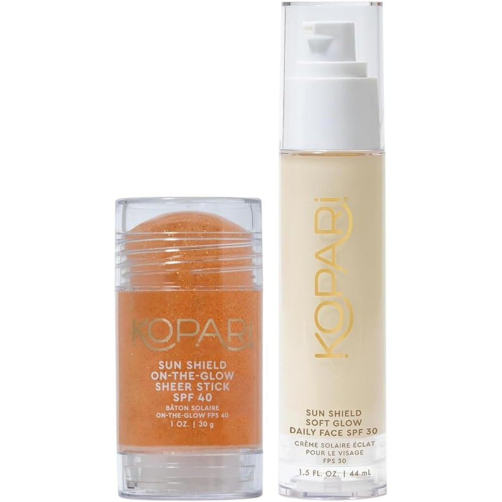 Kopari Sun Shield On-The-Glow Sheer Sunscreen Stick SPF 40 and Sun Shield Soft Glow Daily Face SPF 30 Duo Set