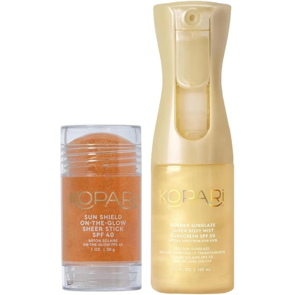 Kopari Sun Shield On-The-Glow Sheer Sunscreen Stick SPF 40 And Golden Sunglaze Sheer Body Mist Sunscreen SPF 50 Set