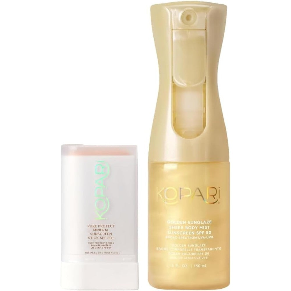 Kopari Pure Protect 100% Mineral Sunscreen Stick SPF 50 Plus And Sunglaze Sheer Setting Mist Sunscreen SPF 50 Set