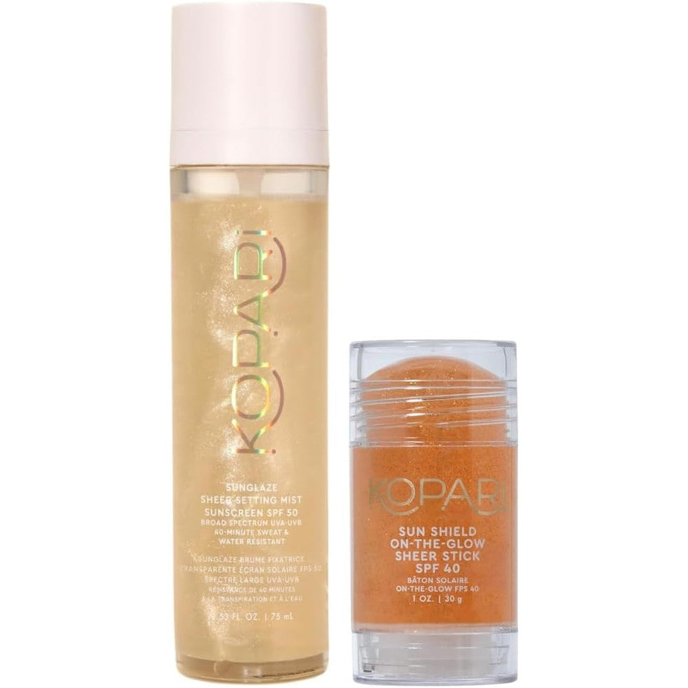 Kopari Sunglaze Sheer Setting Mist Sunscreen SPF 50 And Sun Shield On The Glow Sheer Sunscreen Stick SPF 40 Set