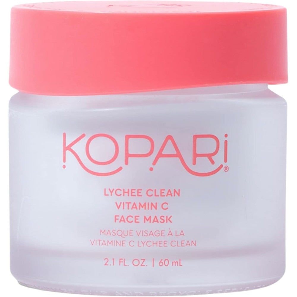Kopari Lychee Clean Vitamin C Face Mask - Brightening And Hydrating Skincare Treatment For Dull And Dry Skin - 2.1 Fluid Ounce