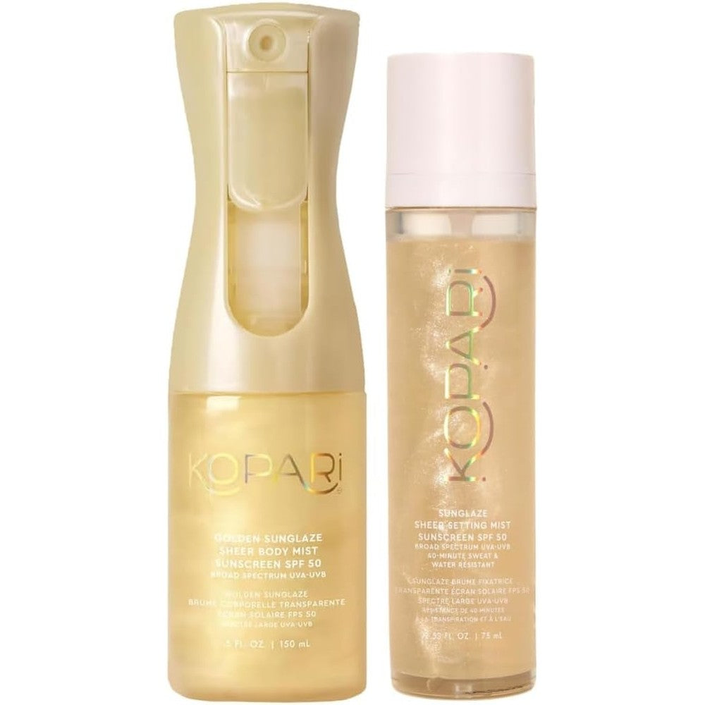Kopari Golden Sunglaze Sheer Body Mist Sunscreen SPF 50 Hydrating Shimmering Body Spray 5.0 Fluid Ounce