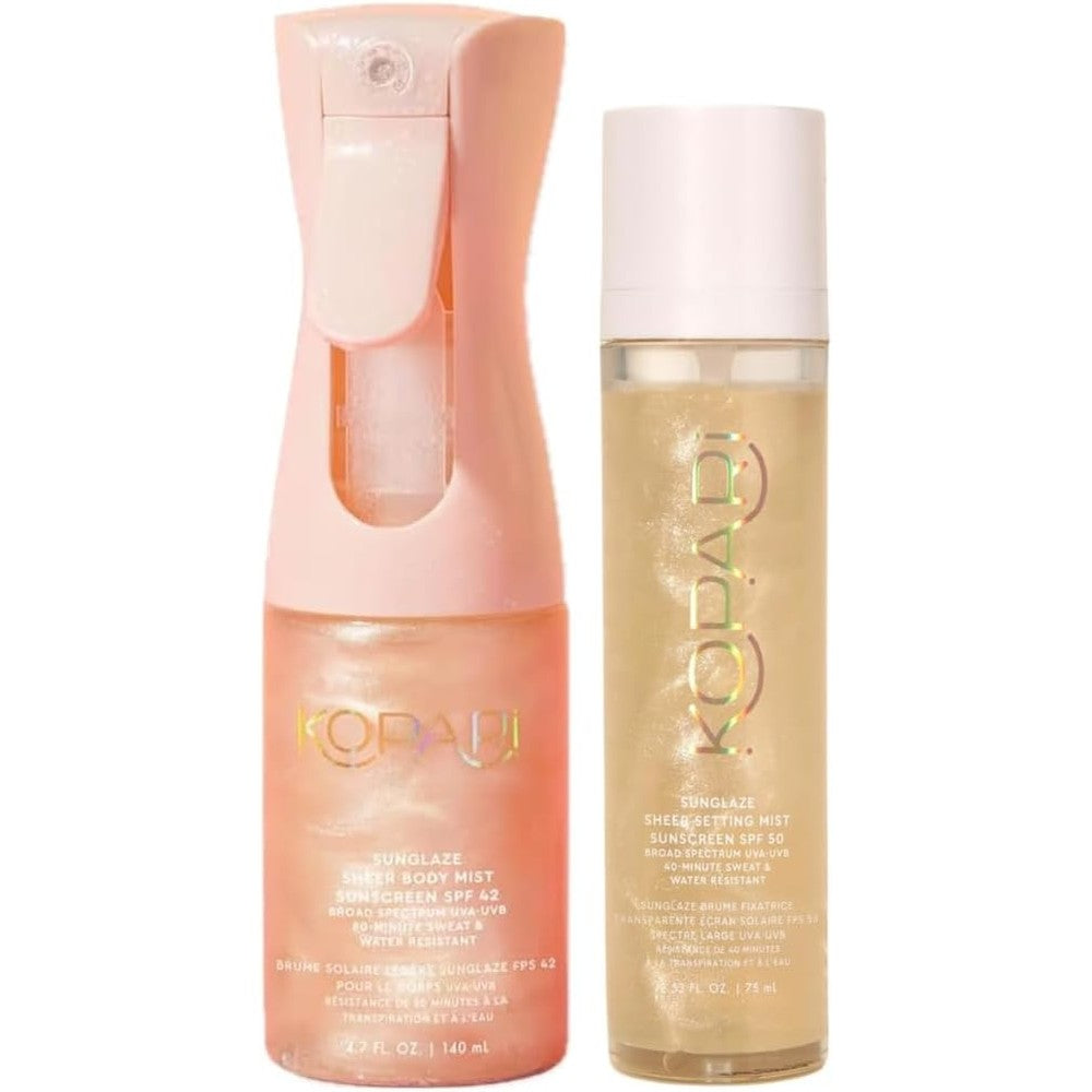 Kopari Rose Gold Sunglaze Sheer Body Mist Sunscreen SPF 42 And Sunglaze Sheer Setting Mist Sunscreen SPF 50 Duo