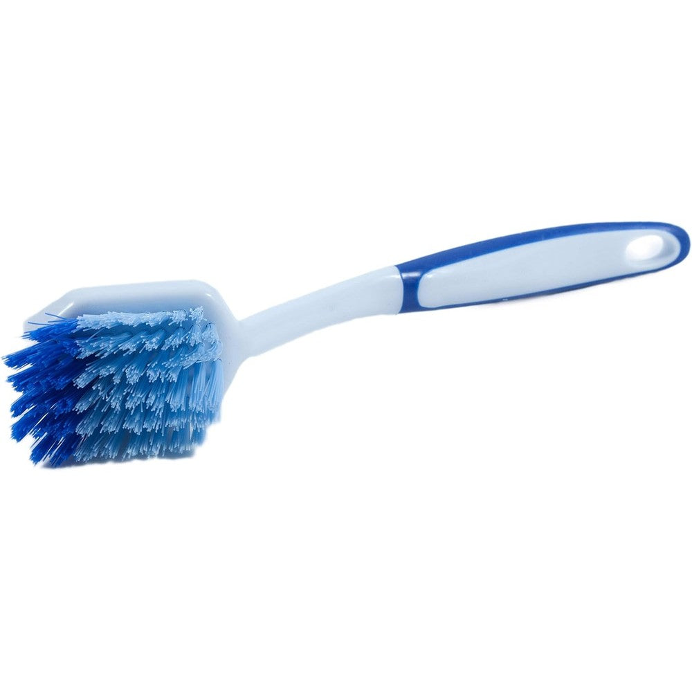 Dawn Kitchen Dish Brush White and Blue Non Slip Ergonomic Rubber Handle 2 Brushes