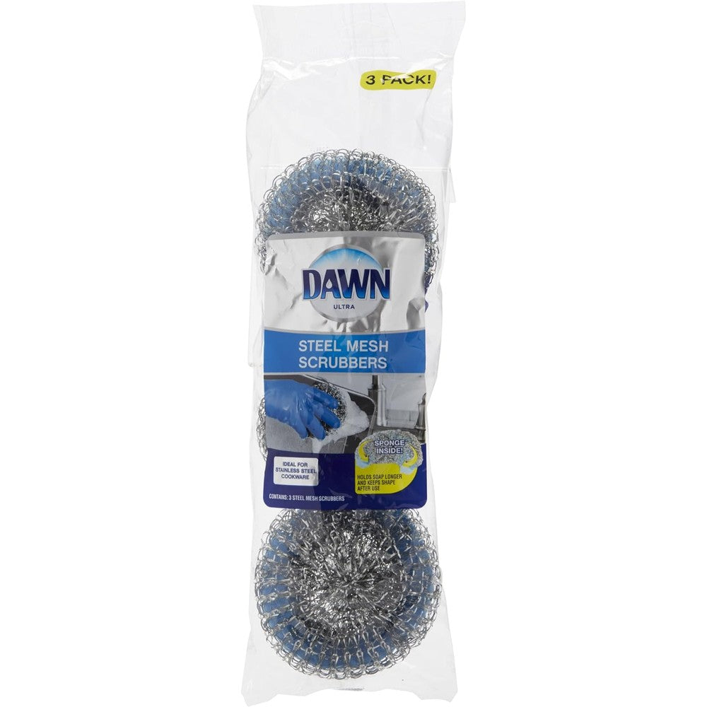 Dawn Kitchen Steel Mesh Scrubber Heavy Duty Stainless Steel Mesh Dishwashing Sponge Pack Of 3 Count
