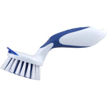 Dawn Mini Kitchen Brush Blue And White Non Slip Comfort Grip Handle With Built In Scraper Model 432946