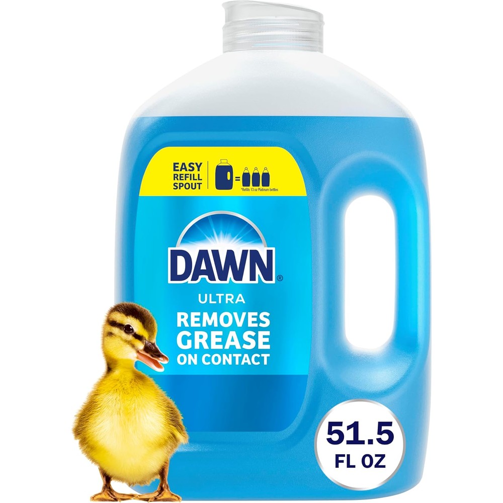 Dawn Ultra Dish Soap Refill Jug, Large Size Original Blue Liquid Dishwashing Detergent, Powerful Dish Soap for Grease, 51.5 Fluid Ounces