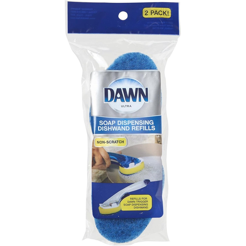 Dawn Refill No-Drip Brush Head For Fillable Dishwand Blue And Yellow Pack Of 2
