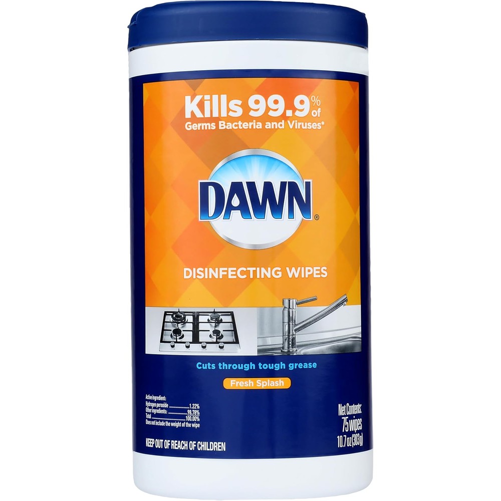 Dawn Disinfecting Wipes Fresh Scent Grease Fighting Surface Cleaner 75 Count Canister