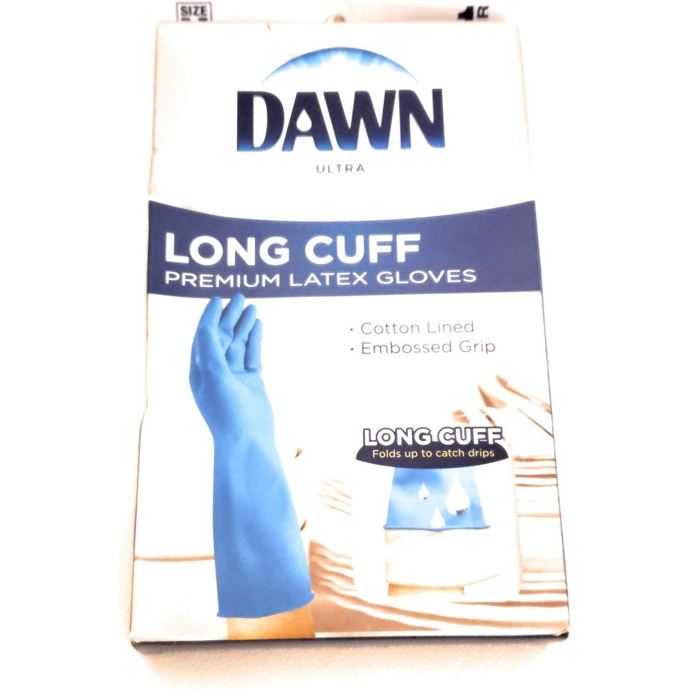 Dawn Long Cuff Premium Latex Gloves Medium Size Blue 1 Pair
