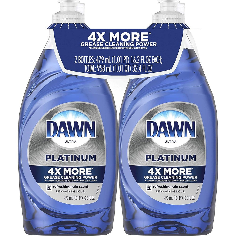 Dawn Platinum Dishwashing Liquid Refreshing Rain 16.2 Fluid Ounce Pack Of 2