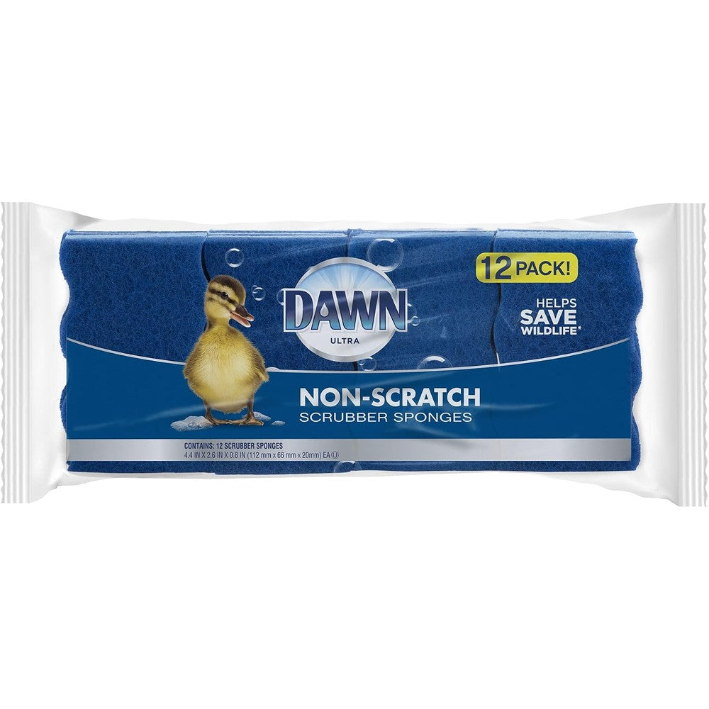Dawn Ultra Scrubber Sponges Non-Scratch Double-Sided Kitchen Dish Cleaners 12-Pack Blue