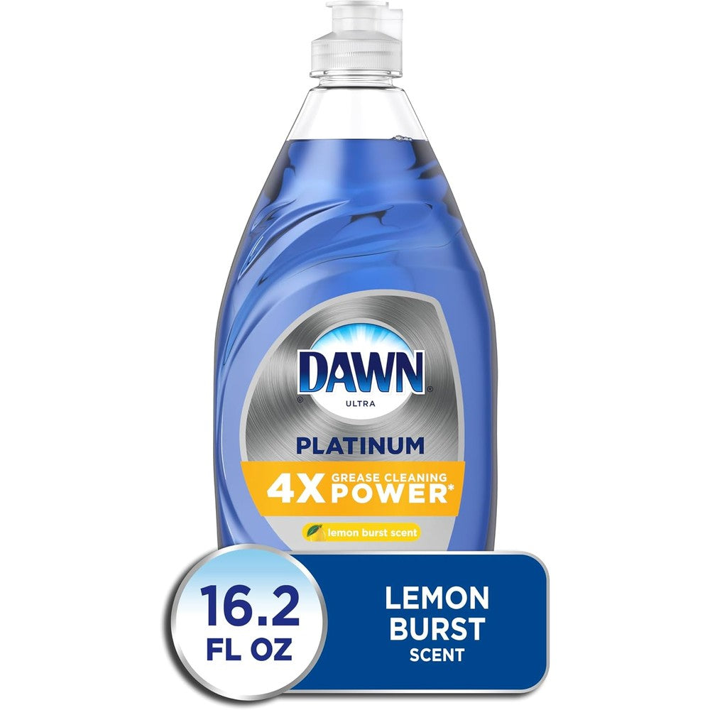 Dawn Platinum Concentrated Dishwashing Liquid Dish Soap Lemon Burst Scent Powerful Grease Cleaning Detergent 24 Fluid Ounce