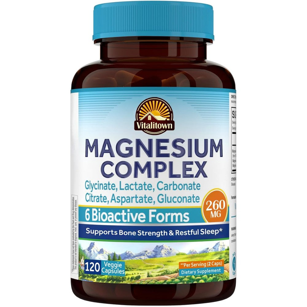 Vitalitown 6-In-1 Magnesium Complex 260 Milligrams Per Serving 120 Vegan Capsules