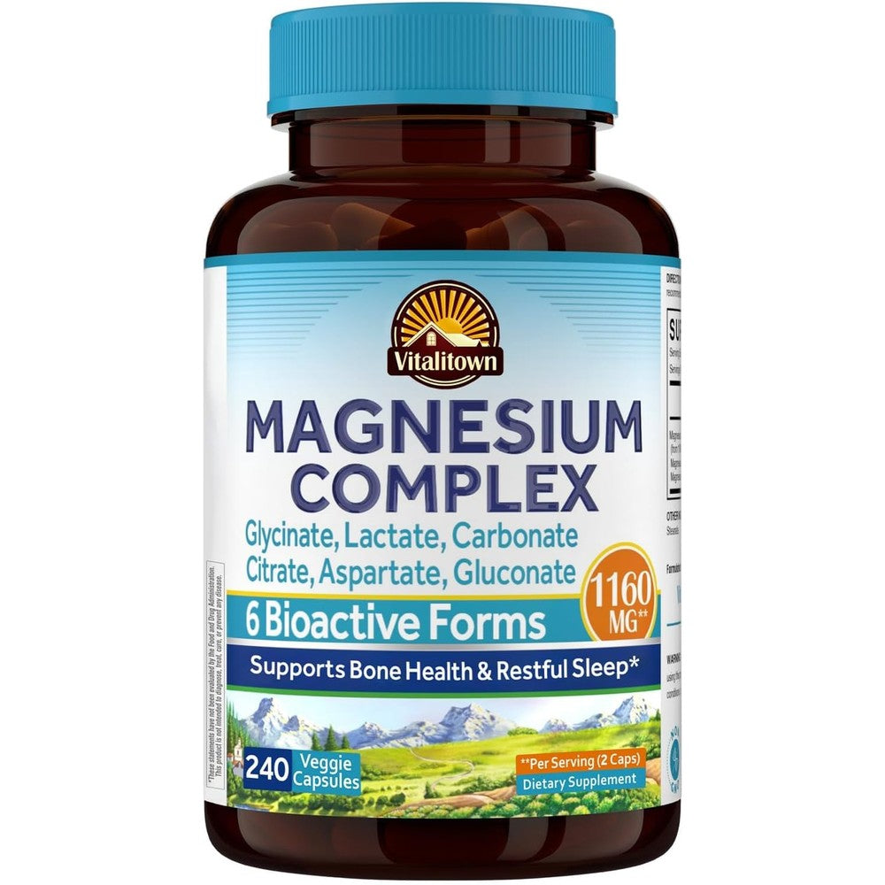 Vitalitown 6-In-1 Magnesium Complex 1160 Milligrams Per Serving 240 Vegan Capsules
