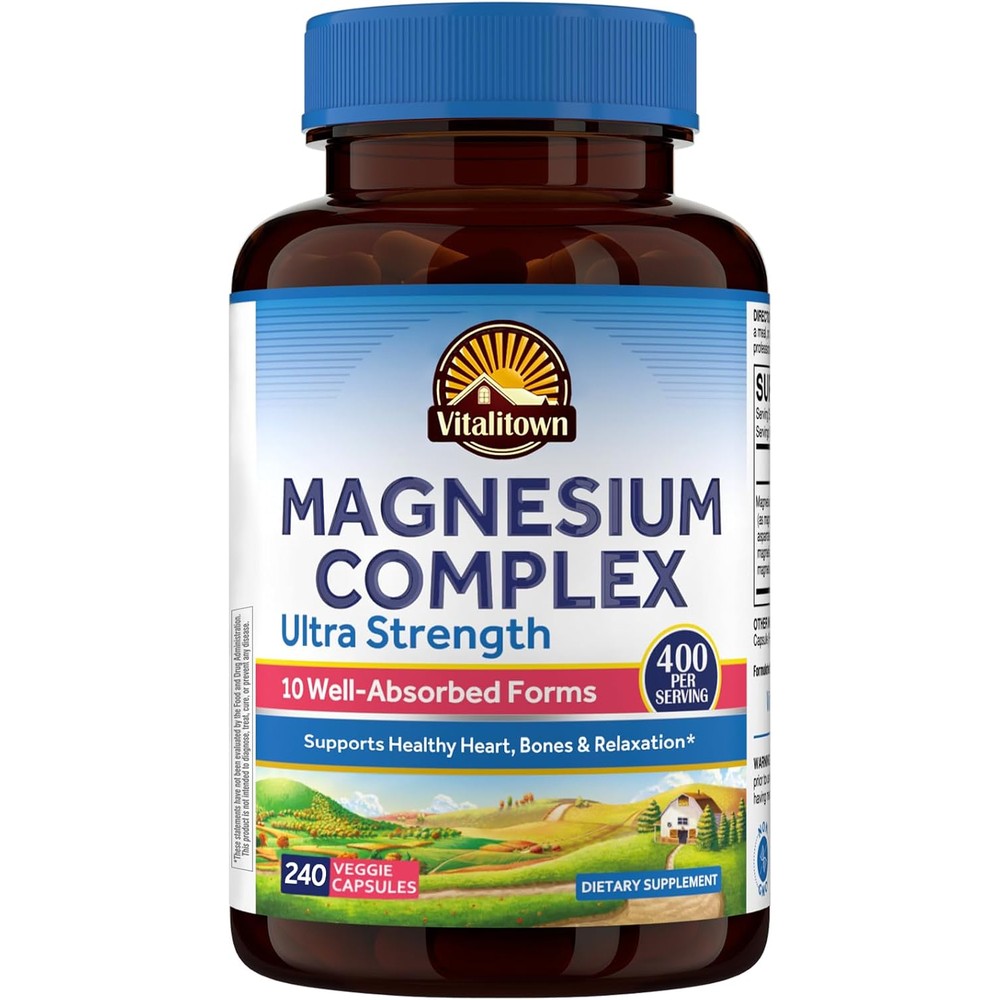 Vitalitown 10 In 1 Magnesium Complex Supplement 400 Milligrams 240 Capsules