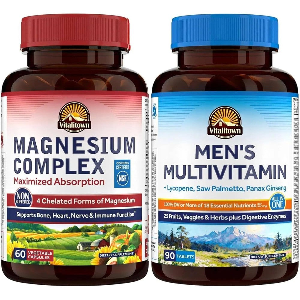 Vitalitown Magnesium Complex Supplement With Four Chelated Forms For High Absorption 60 Count