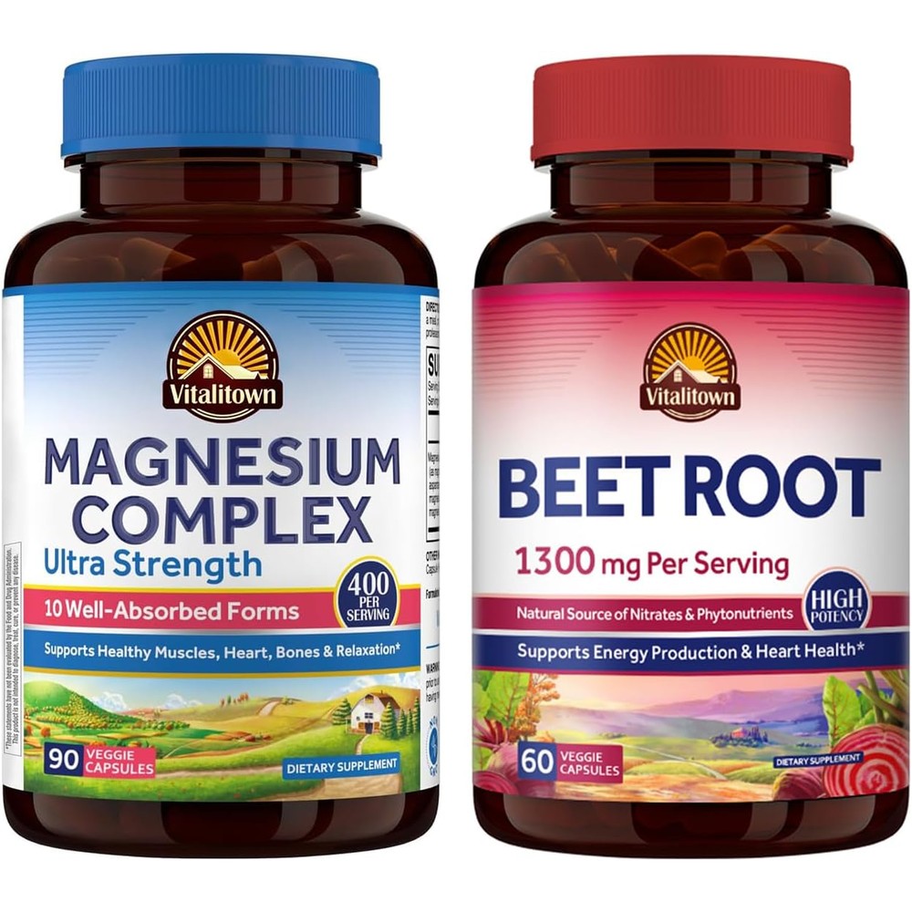 Vitalitown 10 In 1 Magnesium Complex 90 Capsules And Organic Beet Root 60 Capsules