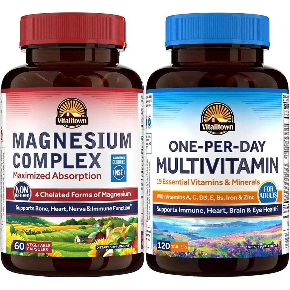 Vitalitown Magnesium Complex Supplement And One-Per-Day Multivitamin Combination