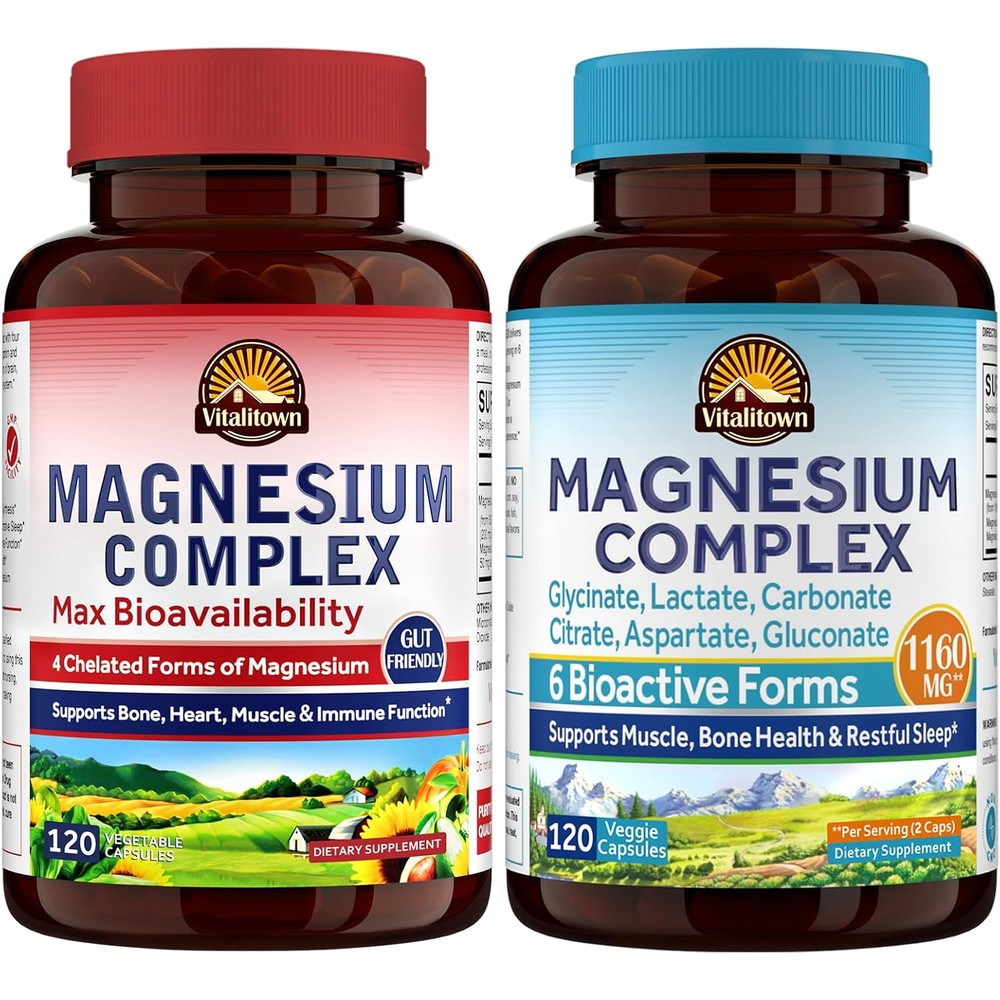 Vitalitown Magnesium Bundle Pack Of 2 4-In-1 And 6-In-1 Magnesium Complex 120 Capsules