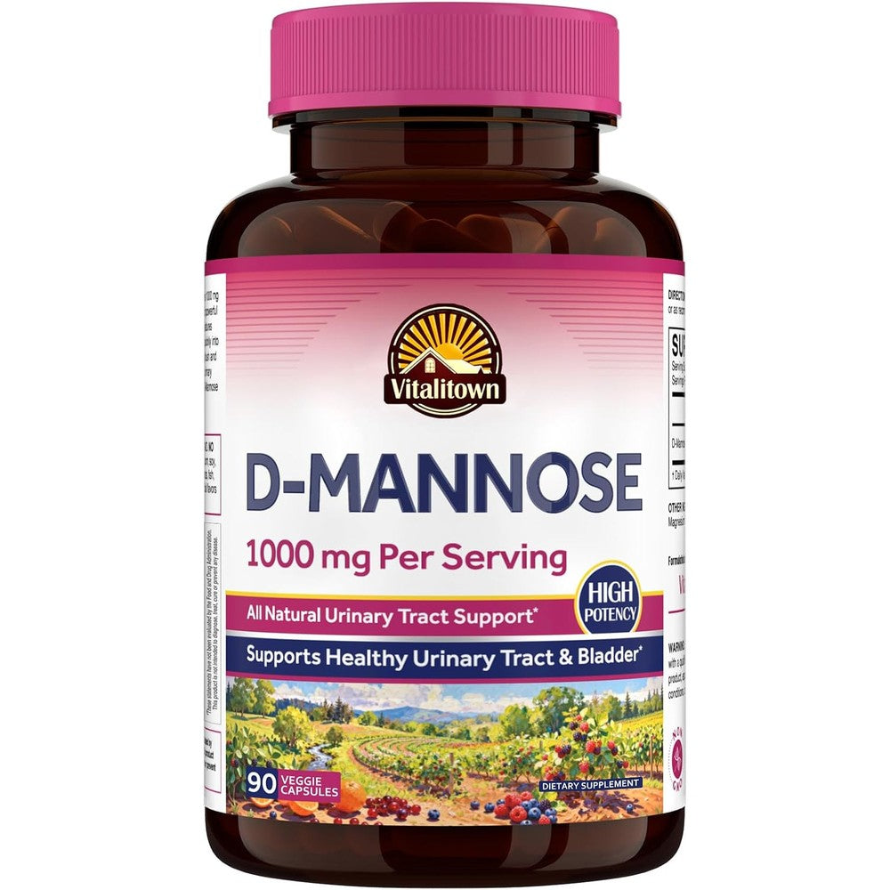 Vitalitown D-Mannose 1000 Mg Supplement For Women And Men High Potency Urinary Tract Cleanse Bladder Support 90 Vegan Capsules Non-GMO